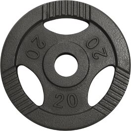 Олімпійські диски для штанги GORILLA SPORTS, 1,25-20 кг, чавунні, Tri-Grip, 50 мм, сріблясті