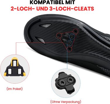 Велотуфлі чоловічі/жіночі для велоспорту, сумісні з SPD-SL, SPD/Look KEO, чорні (42 EU)