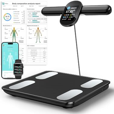 Вага для вимірювання складу тіла з датчиками рук, 8 електродів, дисплеєм TFT, вимірювання жиру та м'язів, аналіз складу тіла для 24 користувачів, максимальне навантаження 180 кг