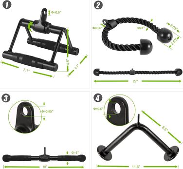 Набір насадок для верхнього блока тренажера (Lat Pulldown Combo): штанга для тяги та Curl-рукоятка, сталеві аксесуари для кабельної машини