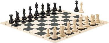 Турнірні шахи A&A: силіконова дошка 51x51 см, пластикові фігури Staunton, король 9,6 см, вага, сумка для зберігання