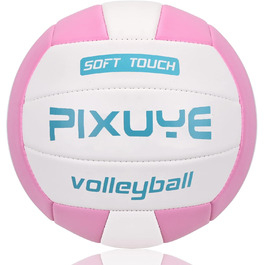 Волейбольні м'ячі PIXUYE, розмір 5, м'які для пляжу, дітей та дорослих, для ігор та тренувань, рожево-білі