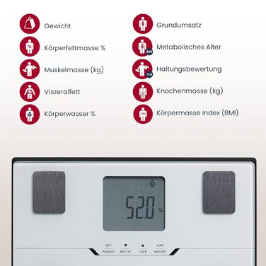 Ваги-аналізатор Tanita BC-401 з Bluetooth, високоточне зважування, аналіз складу тіла, смарт-додаток, визначення метаболічного віку, білі