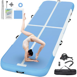 Гімнастичний надувний мат FBSPORT Airtrack, товщина 10/20 см, довжина 2-6 м, з насосом і сумкою, для дому, йоги, тренувань, фітнесу, вулиці