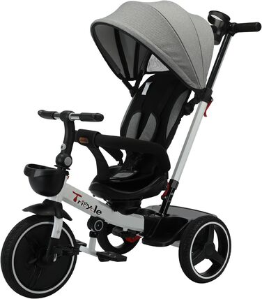 Дитяче тріцикл UBRAVOO 7-в-1: складний, з ліхтарем, гальмом, великим козирком та захисним бампером (білий)