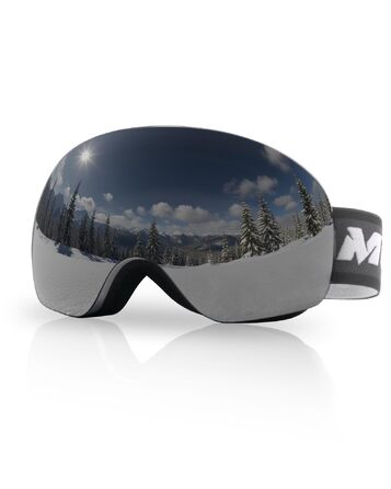 Лижна маска Meeloog безрамкова для сноуборду, протизапотівання, UV400 захист, унісекс (Сіра рама, чорна лінза Vlt27.29%)