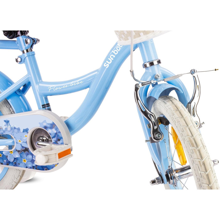 Дитяче велосипед Sun Baby Flower Bike для дівчаток, 14 дюймів, знімний ручка-штовхач, 2-6 років (Блакитний)