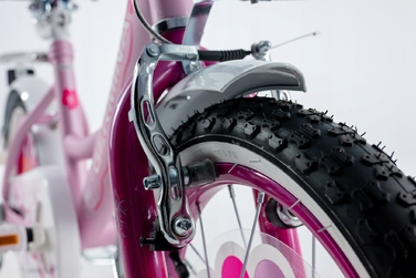 Дитячий велосипед для дівчинки 16 дюймів, рожевий, з кошиком та додатковими колесами