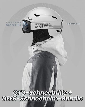 Шолом для лиж та сноуборду OutdoorMaster з OTG-маскою для дорослих, матовий білий, розмір M (56-58 см)