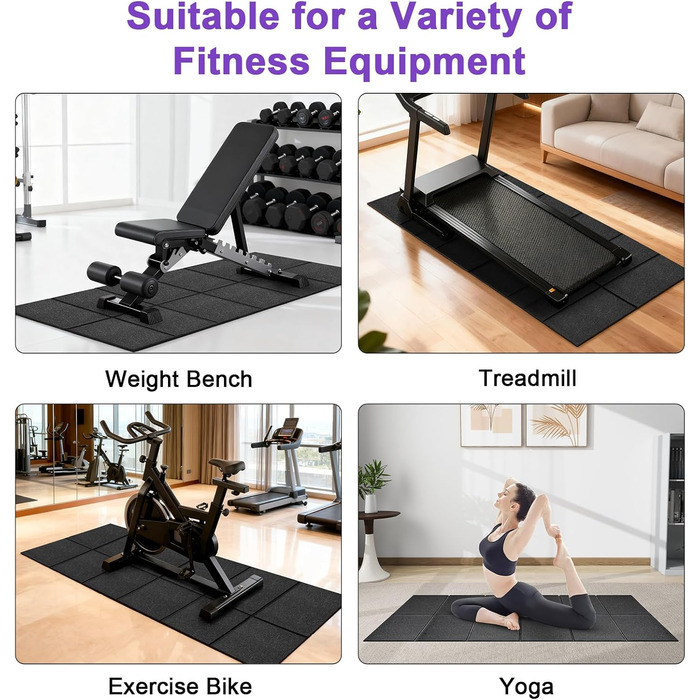 Килимок під бігову доріжку та велотренажер, захисний підкладник для фітнес-обладнання, 148×61 см, посилений