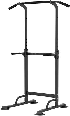 Power Tower Sogesfurniture: турнік, турнічок, силовий тренажер, регульована висота 165-210 см, чорний