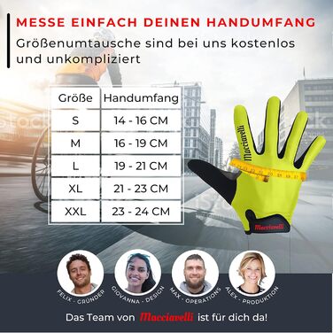 Велосипедні рукавички MACCIAVELLI - унісекс, для MTB, з сенсорним екраном, жовті, розмір L