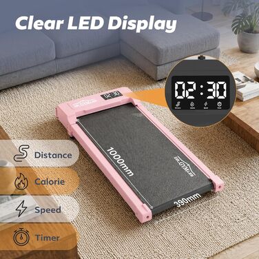 Бігова доріжка Walking Pad для дому з тихим двигуном, LED-дисплеєм та компактним дизайном для ходьби та бігу, посилена конструкція