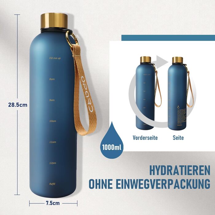 Фляга для води Opard 1л/800мл, Tritan, без BPA, для спорту та фітнесу, витримує газовану воду, не протікає, зелений (1000 мл)