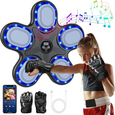 Музична бокс-машина IERAKOR з Bluetooth, 9 швидкостей та режимів, світлові та звукові ефекти, LCD-дисплей, чорний колір