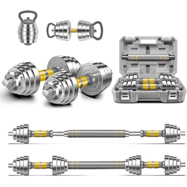 Регульований набір гантелей PHOEROS 20/30/40 KG: 3-в-1 (гантелі, штанга, гиря), сталеві гантелі для фітнесу вдома, для жінок та чоловіків, 20 KG