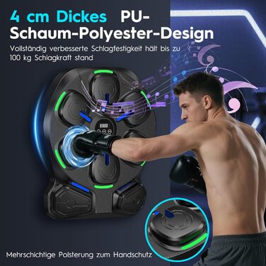 Електронна боксерська машина RevFit з LED-підсвіткою, Bluetooth, 9 режимів швидкості та режим підрахунку ударів, 51 см. Підходить для дітей та дорослих, для дому та фітнес-залу.