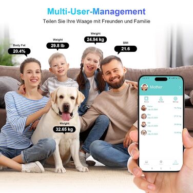 Цифрова вага для тіла з підключенням Bluetooth, вимірювання жиру, BMI, м'язової маси та інших показників