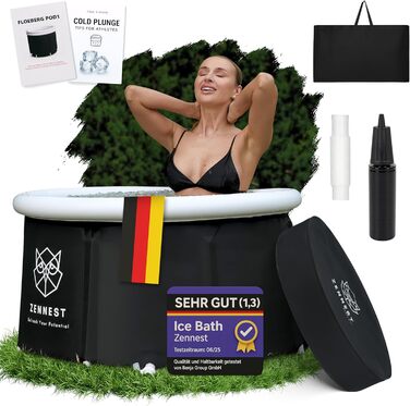 Ейстонне Зеннест - ванна для крижаних процедур 90см, XL, для дому та на відкритому повітрі. 6-шарова ізоляція, німецька інженерія, портативна ванна для дорослих. Електронна книга (Rund-light)