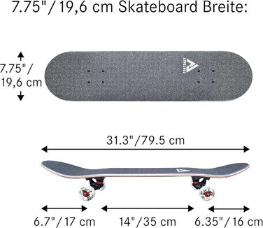 Скейтборд Komplett Long-Beach для дітей та підлітків 7.75