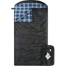 Спальний мішок Baumwoll-Flanell для дорослих, 100% бавовняний, для кемпінгу, походів, 3-4 сезони (Чорний/Блакитний)