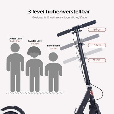 Скутер ISE Roller 200mm з великим колесом, подвійним гальмом та амортизацією. Розкладний міський скутер для дорослих та дітей, регульована висота до 100 кг, з ремінним ременем та ручним гальмом (дизайн 'Зоряне небо')