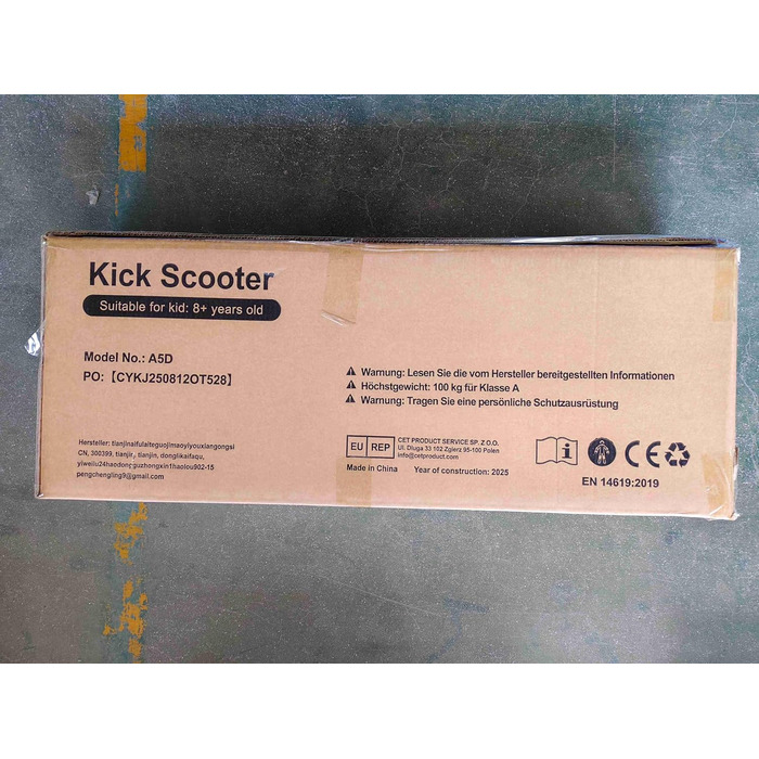 Дитячий складний самокат для дітей 8-15 років з великими колесами 200 мм, дисковими гальмами та регульованою висотою, синій