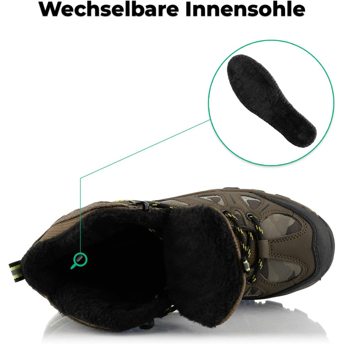 Теплі трекінгові черевики для жінок та чоловіків, хакі, камуфляж, розмір 36 EU