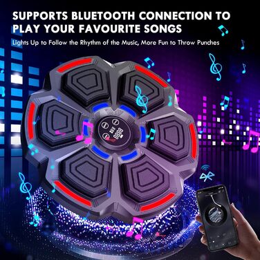 Електрична боксерська машина з Bluetooth, LED-підсвіткою та музикою Euakee. 9 режимів швидкості, функція підрахунку ударів, легка установка.