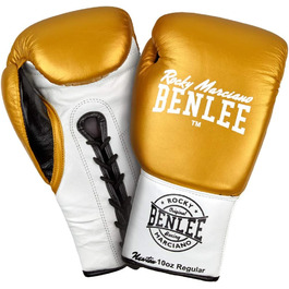 Боксерські рукавички Benlee Rocky Marciano Newton зі шкіри, унісекс, 10 унцій, золотисто-білі-чорні
