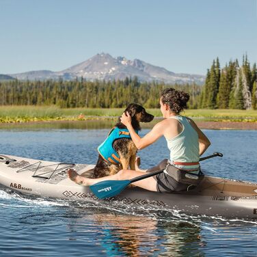 Надувний SUP-борд A&BBOARD з аксесуарами, 335x88 см, для підлітків та дорослих, бежевий + вінтажний