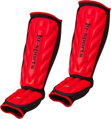 Захист гомілки Ju-Sports V-Shape C19 з бавовни для бойових мистецтв, MMA, кікбоксингу, муай-тай, червоний, розмір S/M