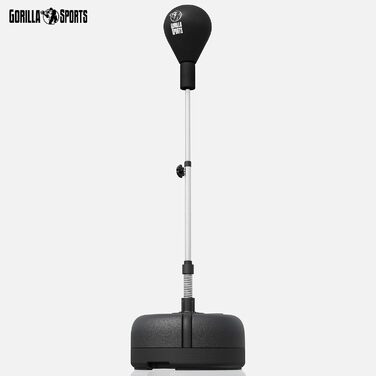 Боксерський м'яч GORILLA SPORTS® з підставкою, регульована висота 120-156 см, включає мішок для боксу, самостійна підставка, боксерський тренажер для дорослих, спидбол, боксерський мішок