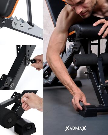 Регульована складана лава для гантелей, посилена тренажерна лава для дому, витримує до 360 кг, багатофункціональна атлетична лава для силових тренувань