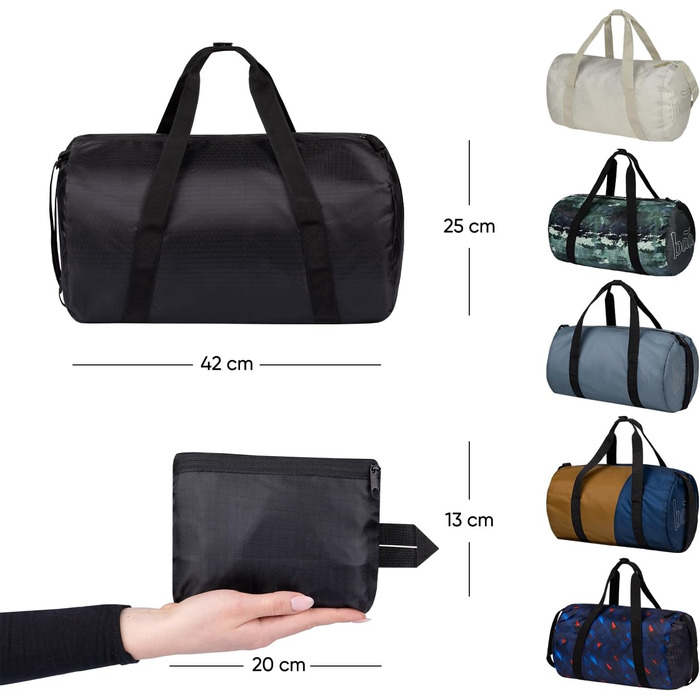 Спортивна сумка Baagl для дітей, хлопчиків та підлітків – компактна, складана, 22 л (чорний)