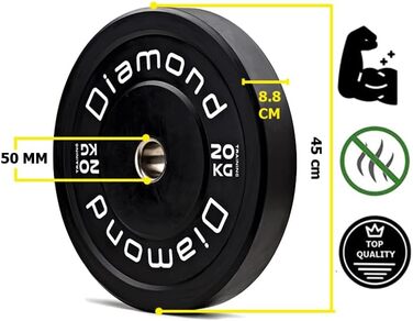 Пара олімпійських дисків G5 HT SPORT 2×20 кг, діамантове покриття, Ø50 мм, для штанг і гантелей, тренувань у спортзалі та вдома