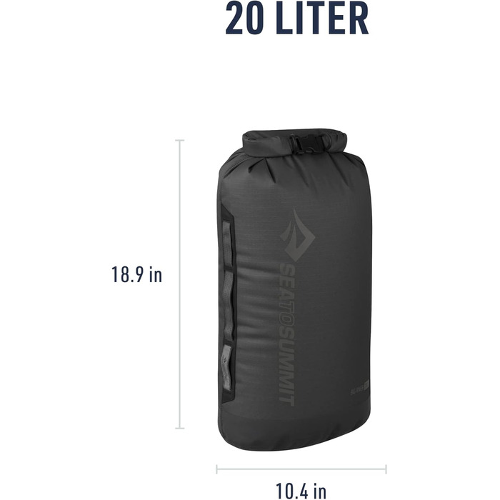 Водонепроникний мішок Sea to Summit Big River 20L - чорний, для падування, міцний, з ручками та кільцем
