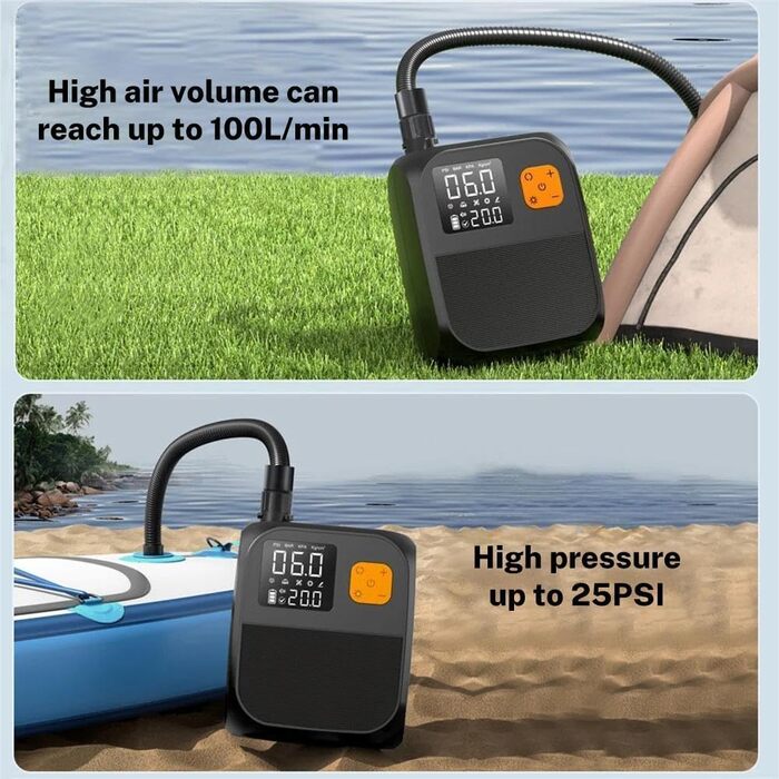Електричний надувний насос 8000mAh з акумулятором для SUP, матраців, човнів, басейнів та іграшок у воді