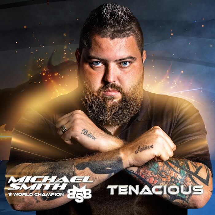 Дротики для дартсу Shot! Michael Smith Bully Boy Tenacious, 90% вольфрам, сталевий наконечник, 25 г, набір із шафтами та флайтами, преміум-якість, вироблено в Новій Зеландії
