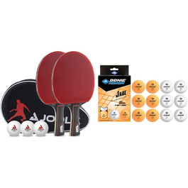 Набір для настільного тенісу JOOLA Duo PRO: 2 ракетки, 3 м'ячі, чохол, червоно-чорний + м'ячі Schildkröt та Donic