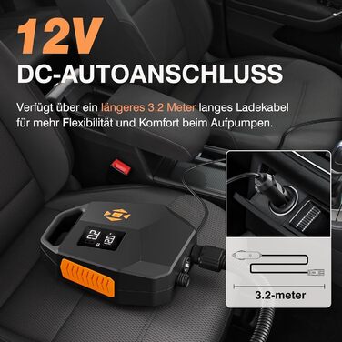 Електричний насос для SUP дошки 20 PSI з автовимкненням, 12V адаптер для авто, каяків, човнів – швидке надування
