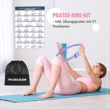 Набір для пілатесу: кільце, стрічки, міні-м'яч, постер та сумка. Набір для тренування пресу для жінок, фіолетовий колір
