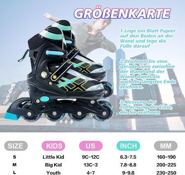 Роликові ковзани для дітей, регульовані, чорно-сині. Розміри 32-35 EU (210-240 мм). Підходять для початківців, для використання в приміщенні та на вулиці.