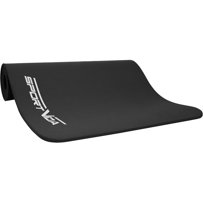 Килимок для йоги SportVida з нековзким покриттям, NBR, 180 x 60 x 1 см. Килимок для фітнесу, тренувань вдома, з ручкою для перенесення, 2 розміри, 6 кольорів (чорний, бірюзовий)