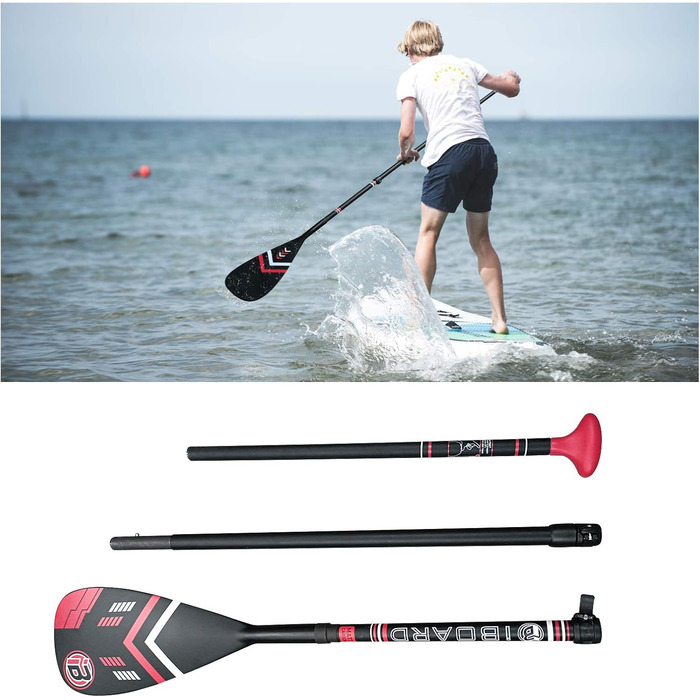 Карбонове весло iBOARD SUP для каяка і сапборда, 3-секційне, регульоване, лопать з карбону