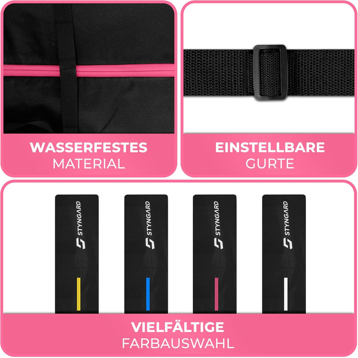 Чохол для лиж STYNGARD Helsinki, чорно-рожевий, 140-200 см, міцний матеріал, якісна фурнітура