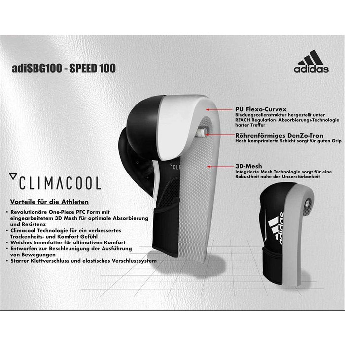 Боксерські рукавички adidas Speed 100, 12 oz, зелено-сріблясті