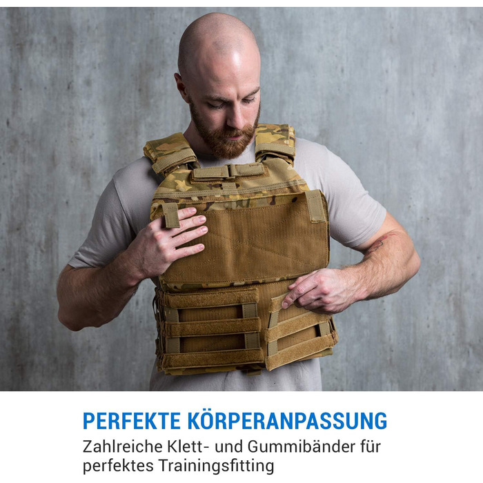 Capital Sports Battlevest 2.0: Вага жилет для тренувань - жилет з вагою, комфортний, з оптимальною підкладкою, 8.0 кг або 13.2 кг, камуфляж, чорний або оливковий (8.0 кг, камуфляж)