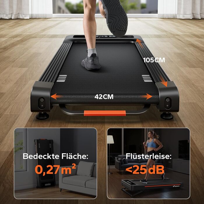 MERACH Walking Pad - біговий килимок для дому з регулюванням нахилу 12%, вантажопідйомність до 180 кг, тихий двигун 3.5PS, стіл для бігу, дистанційне керування, колір чорний