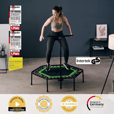 Фітнес-батут SportPlus для дому та вулиці, діаметр 126 см, тиха гумова підвіска, складаний, до 130 кг